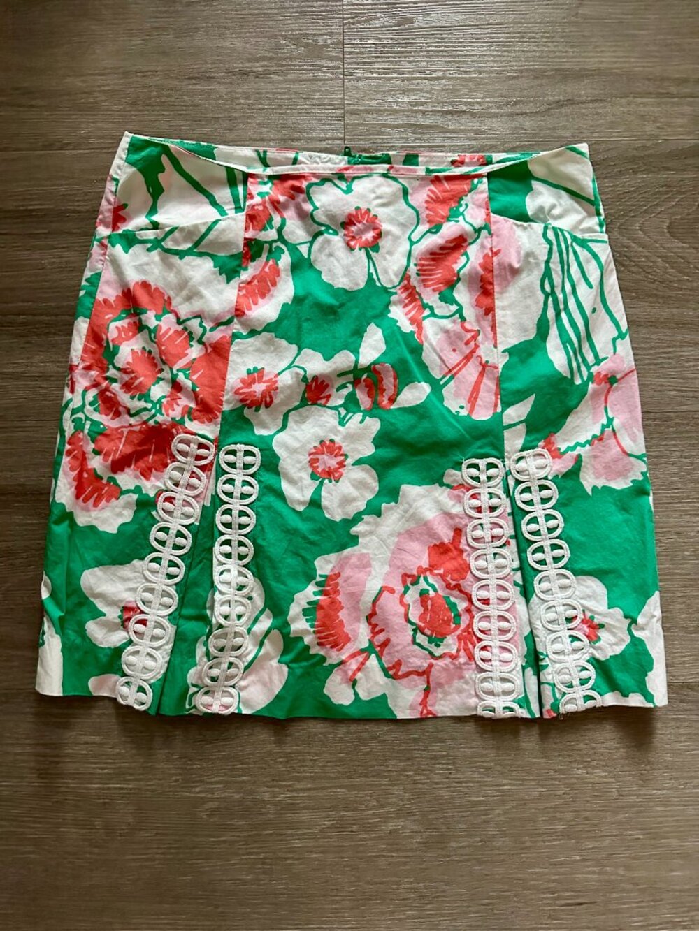 Lilly Pulitzer Womens Pink and Green Floral Skirt‎ Cotton Size 2